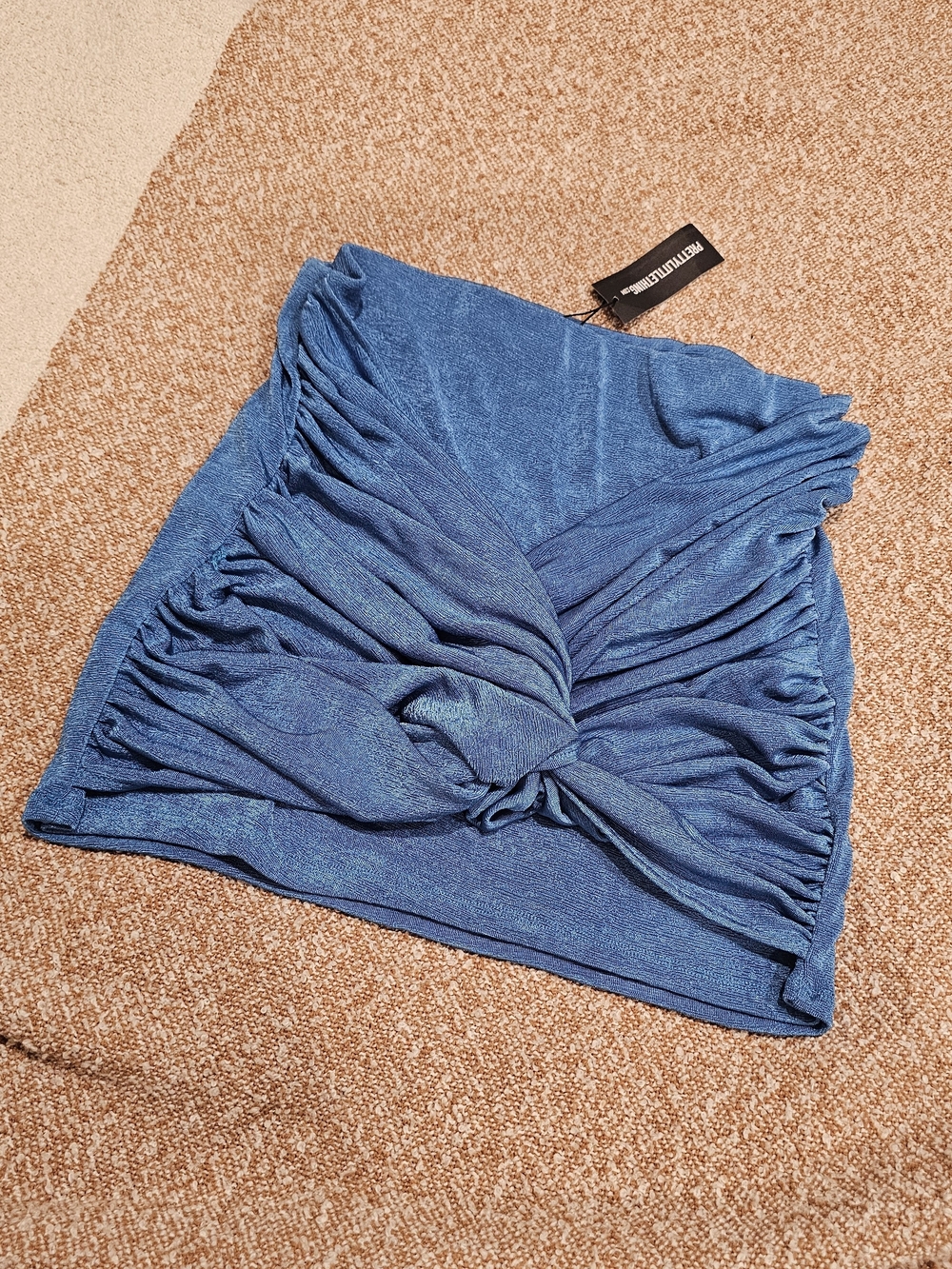PrettyLittleThing Blue Twist Ruched Mini Skirt